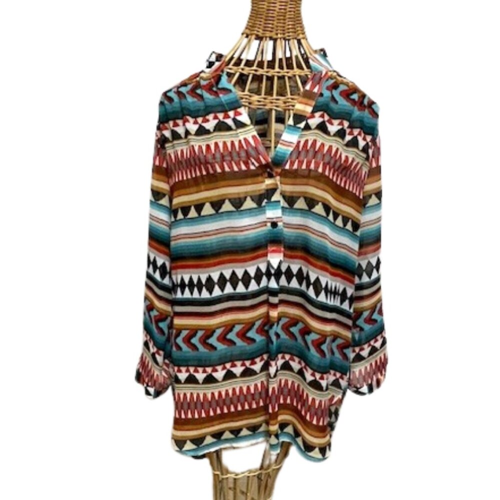 Tacera Aztec/tribal/Southwest style blouse.